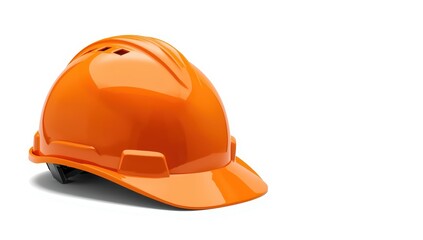 Fototapeta premium Isolated orange helmet on white, ensuring safety for engineers at construction sites.