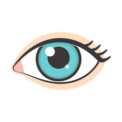 Obraz premium Blue human eye with eyelashes vector illustration