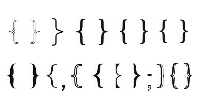 black curly brackets and parentheses on white background