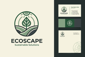 Fototapeta premium This image showcases a sustainable logo design featuring nature elements like trees and landscapes. It embodies the essence of eco-friendliness and green living.