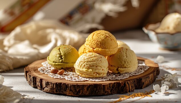 Kulfi is a frozen dairy treat from the Indian subcontinent, akin to traditional ice cream.