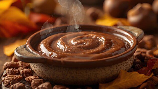 newly prepared chestnut puree on plate