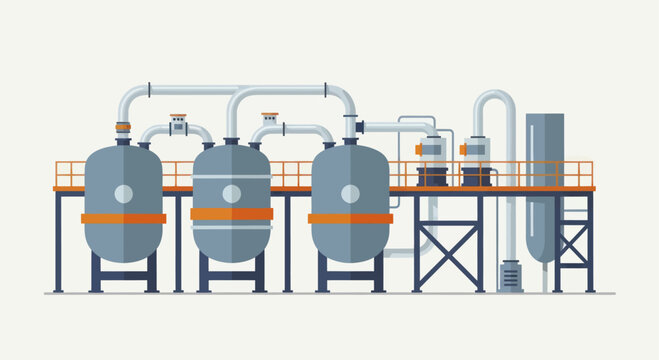 Industrial Chemical Plant with Storage Tanks and Processing Units.