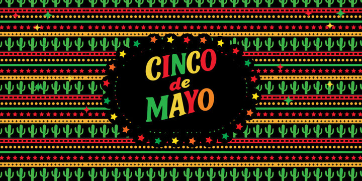 Cinco de Mayo colorful fun design. Mexican fiesta concept. Banner, poster template background for mexico independence celebration with geometric, music and giutar, decorations  vector illustration.