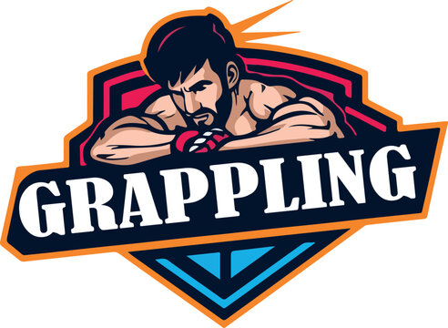 grappling logo icon featuring bold colorful graphics on a clean white background 