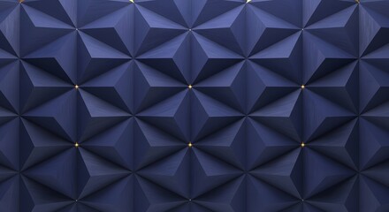 Obraz premium Deep blue textured geometric 3D background with subtle golden star highlights.