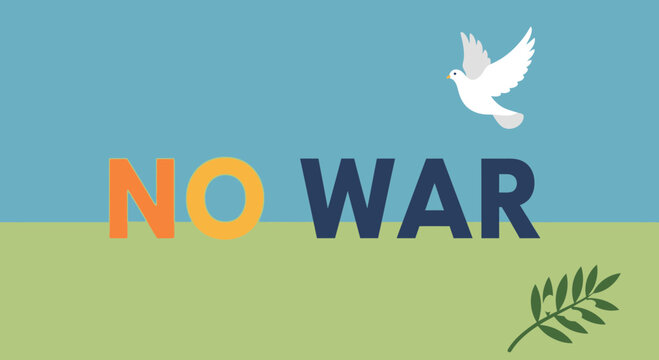 No War Dove Flying Over Ukraine Flag Colors, Peace Symbol