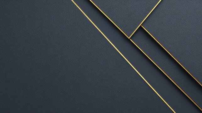 Overlapping dark blue panels featuring thin metallic gold border accents create an elegant modern background design.
