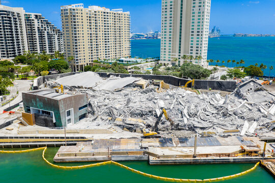 Aerial drone stock photo Mandarin Oriental Hotel implosion 2026