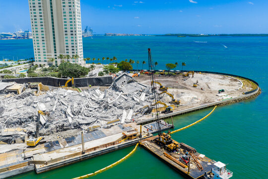 Aerial drone stock photo Mandarin Oriental Hotel implosion 2026