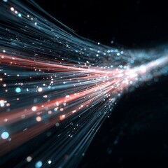 Fototapeta premium Futuristic Fiber Optic Data Stream with Glowing Motion Lines