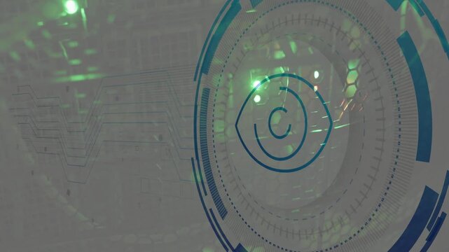 Vertical video: System scan initiating HUD overlay expanding over IT rack, highlighting green LEDs