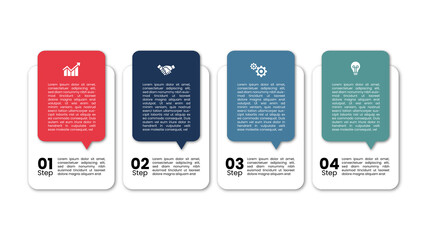 Colorful Step-by-Step Process Infographic with Speech Bubbles