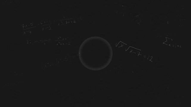 Vertical video: Ring brightening and expanding on chalkboard, revealing math education content