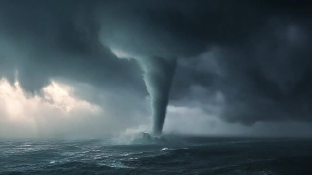Powerful Waterspout Forming Over the Open Ocean