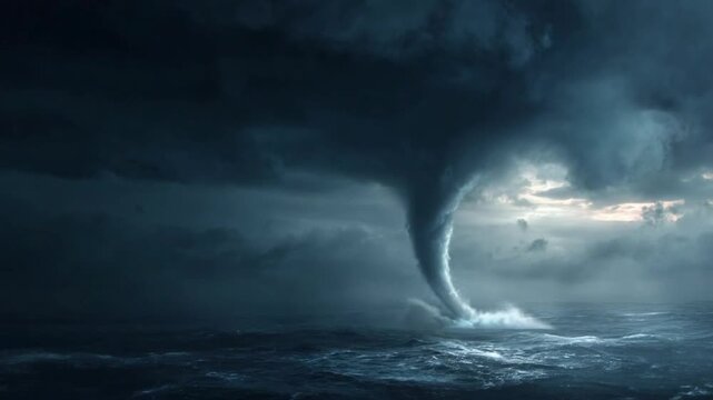 Powerful Waterspout Forming Over the Open Ocean