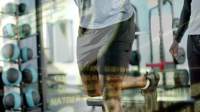 Vertical video: Coach cueing barbell trainee stepping onto bench lowering and building strength