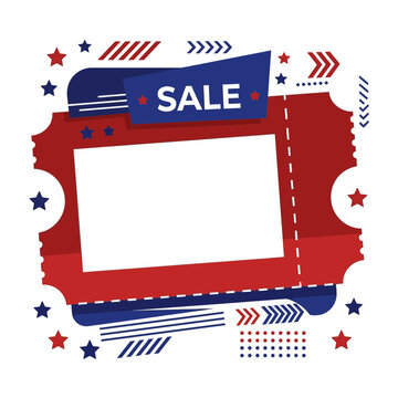 Celebrate Independence Day with a Vibrant 4th July Sale Ticket Background Illustration &ndash; Perfect for Patriotic Promotions and Discounts