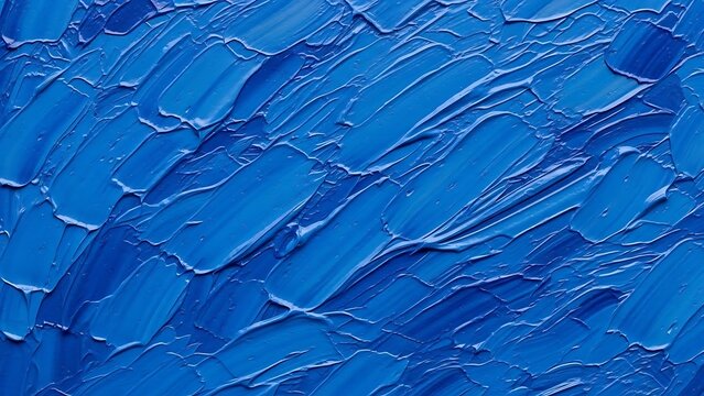 Textured Blue Oil Paint Background with Impasto Technique and Brush Strokes.