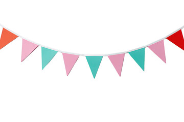 Obraz premium Festive celebration bunting banner decorating for party, holidays, birthday event, carnival, festival, or anniversary with transparent background