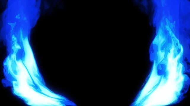 Blue cartoon look fire smoke circle loop effects animation
