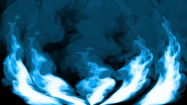 Blue cartoon look fire smoke circle loop effects animation