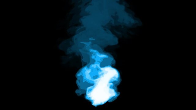 Blue cartoon look fire smoke circle loop effects animation