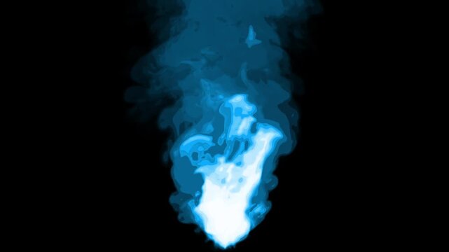 Blue cartoon look fire smoke circle loop effects animation