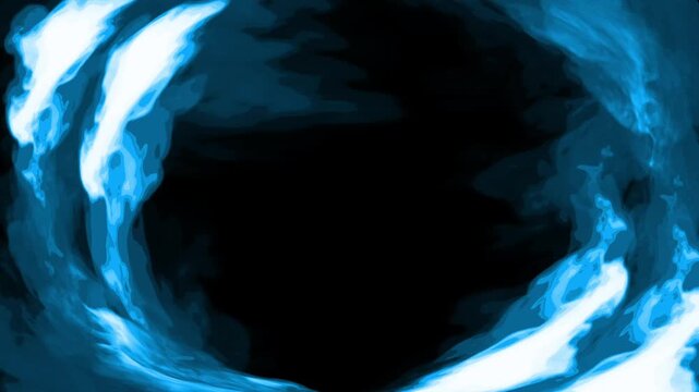 Blue cartoon look fire smoke circle loop effects animation