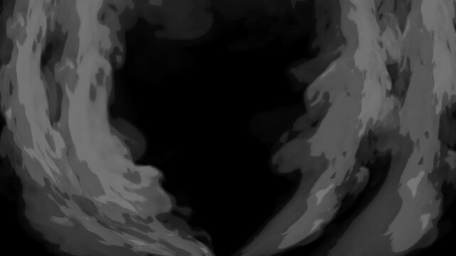 Black and white cartoon look smoke circle loop effects animation