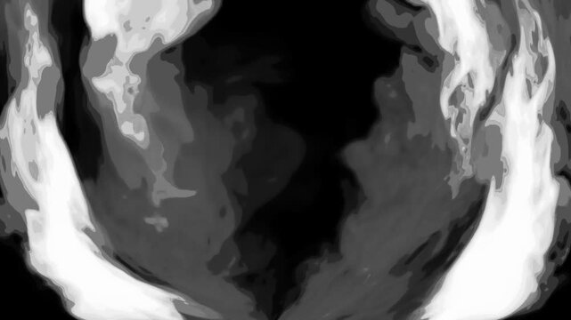 Black and white cartoon look smoke circle loop effects animation
