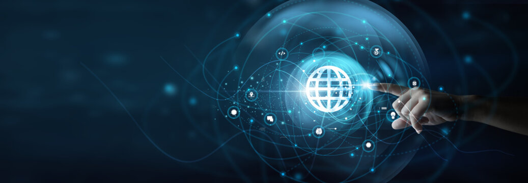 AI specialist holding text interface. Natural language processing enables systems to understand, analyze, and respond to human language.