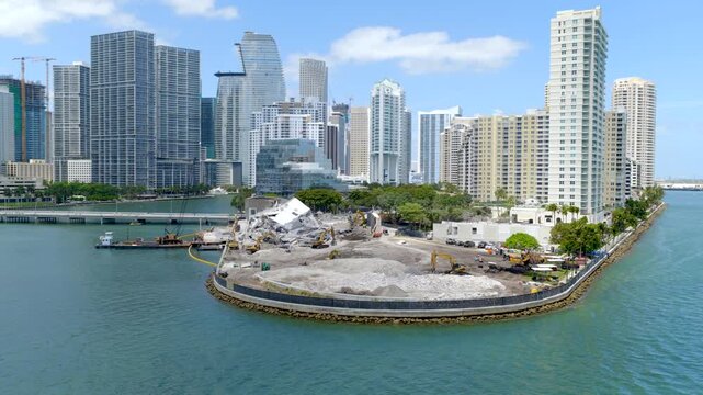 Demolition inspection Mandarin Oriental Hotel debris aftermath collapse Miami