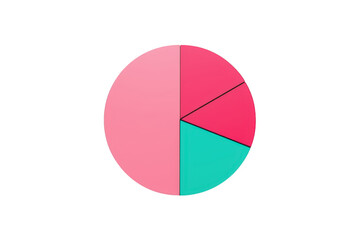 Obraz premium Abstract pie chart illustrating data distribution with four distinct segments in pink, red, and turquoise colors