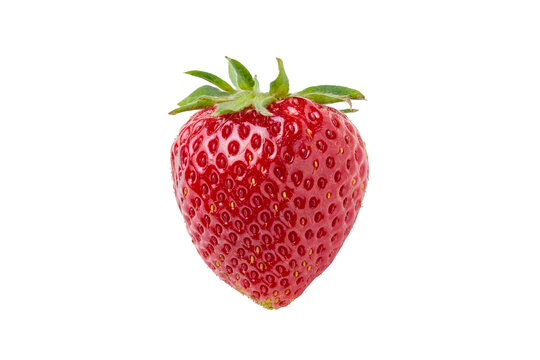 いちご1個の切り抜き素材（正面・透過背景）（Front view strawberry isolated PNG）