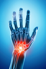 Naklejka premium Human finger joint visualization emphasizing musculoskeletal health education 