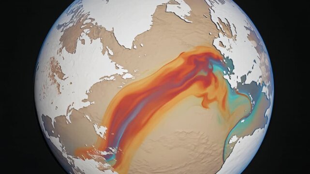 Planetary Temperature Anomaly Visualization Reveals Warm and Cool Bands Flowing Across Earth