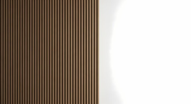 Minimalist Interior Wall Panel with Vertical Wooden Slats and White Background