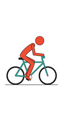Obraz premium Minimalist Stick Figure Riding a Bicycle with Dynamic Posture.