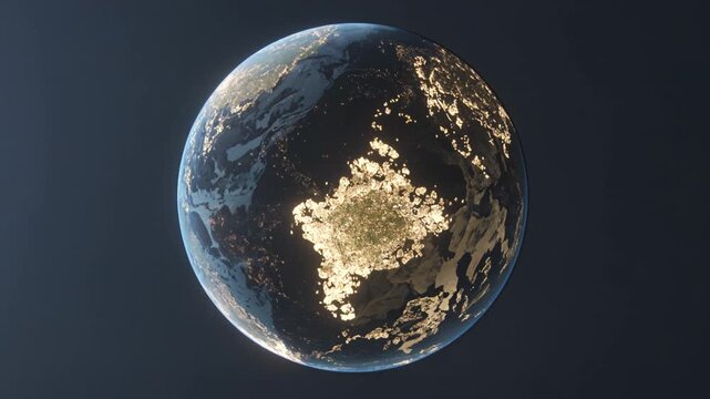 Transparent Planet Covered in Glowing Population Density Clusters Reveals Urban Expansion Across Earth