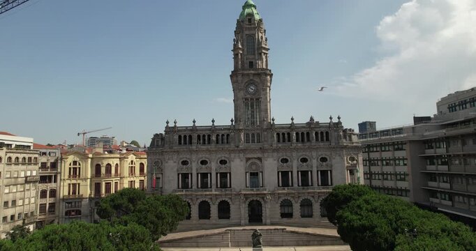 Cityscape View Of Camara Municipal Surrounded By Porto City