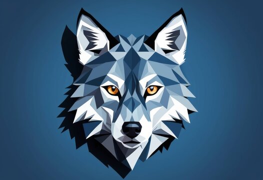 Geometric low poly wolf head illustration