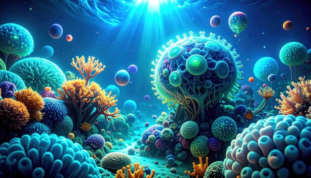 Underwater coral reef ecosystem