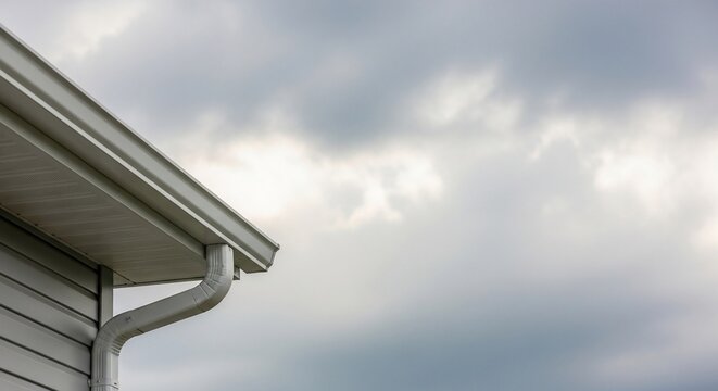 House exterior gutter system cloudy sky