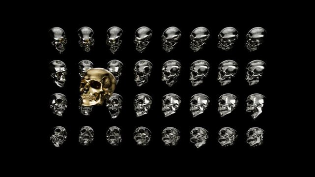 Seamless Skull Pattern Dark Gothic Horror Background 4K Loop