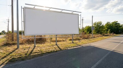 Fototapeta premium Blank Billboard On Rural Roadside With Frame.