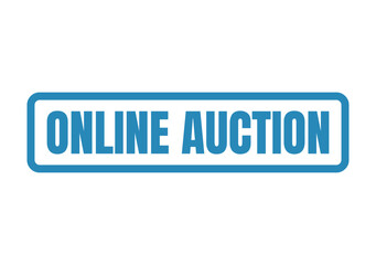 Fototapeta premium A professional blue stamp design featuring the text online auction for web based bidding platforms