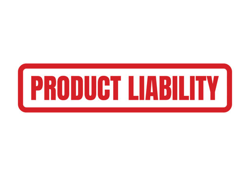 Professional red rubber stamp imprint featuring the bold text product liability for legal documents