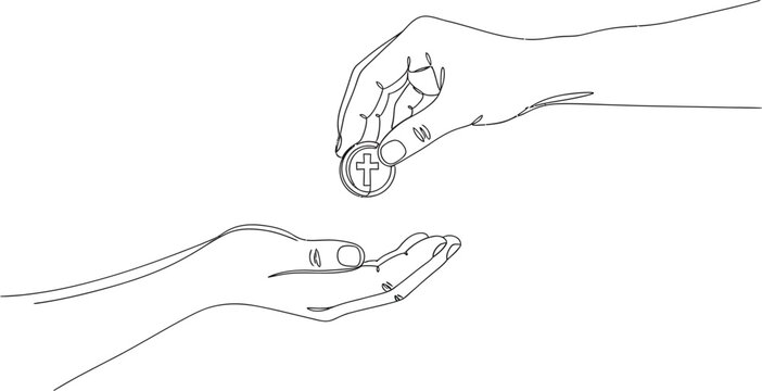 Christian Charity Donation Line Art
