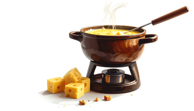 Swiss cheese fondue pot